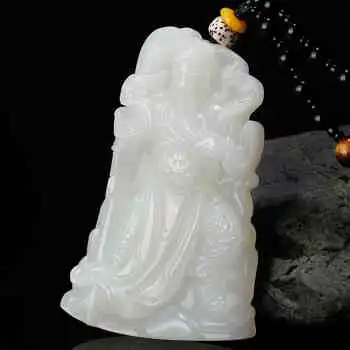 和田白玉关公吊坠,传统工艺打造,品质卓越,批发价格优惠,正品保障