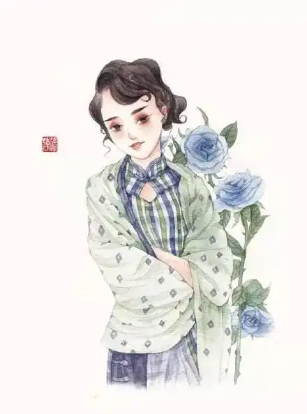清新水彩旗袍女子插画,唯美的古风插画图集
