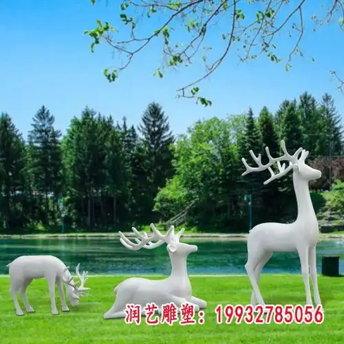 仿真动物玻璃钢白鹿雕塑德州玻璃钢雕塑白鹿订制