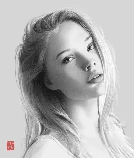 气质宁静的素描头像