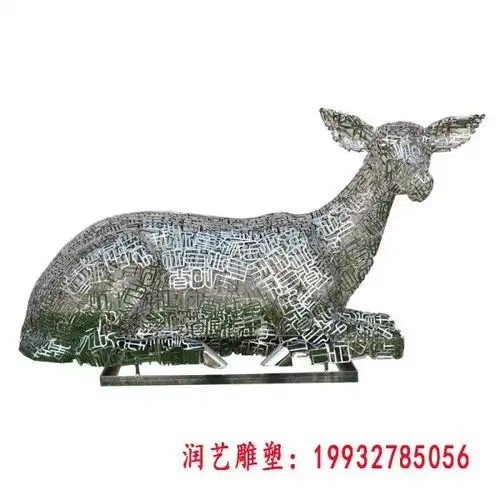 不锈钢鹿雕塑大型广场校园金属鹿雕塑订制
