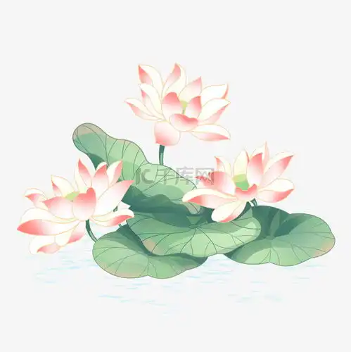 中国风工笔水墨淡雅荷花荷塘中式景观素材图片免费下载千库网