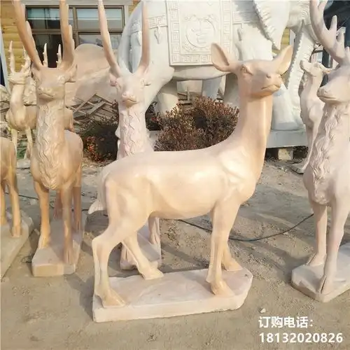 石雕小鹿动物雕塑黑龙江大理石雕塑鹿图片卓景雕塑