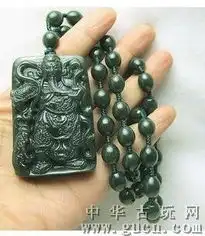 和田玉青玉关公项链关公吊坠加项链牌子男款