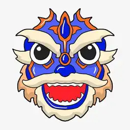 中国风蓝色舞狮头卡通插画图片素材其他格式下载动漫人物大全