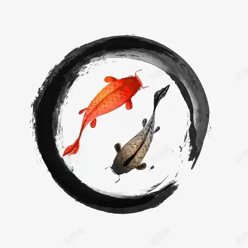 手绘中国风双鱼戏水高清素材页面设计图片免费下载页面网页平面电商创意素材png素材墨圈素材