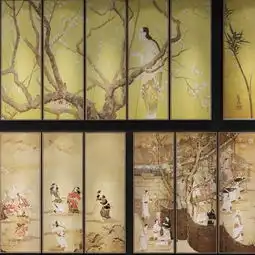 中式水墨挂画组合3d模型