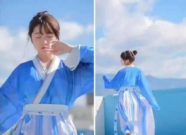 徐娇身穿蓝色汉服,仙气十足网友美的有点过分了