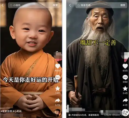 某音ai小和尚图片说话视频爆火,程序员副业项目也能月涨粉44万