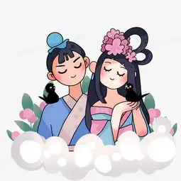 手绘牛郎织女七夕情人节插画元素png图片素材免费下载psd格式熊猫办公