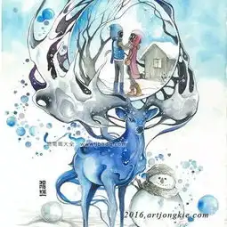 一组漂亮的鹿子水彩插画欣赏