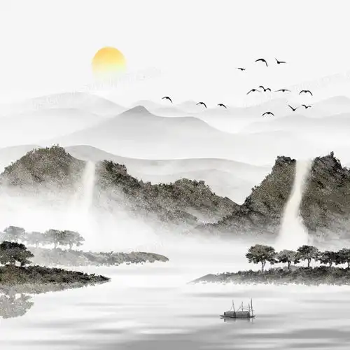 中国风水墨元素创意山水png图片素材免费下载psd格式30003000像素熊猫办公