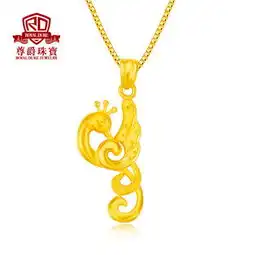 尊爵珠宝动物系列孔雀回眸千足金黄金足金吊坠挂坠项坠计价图片大全邮乐官方网站