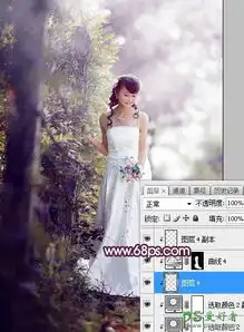 photoshop给树林中拍摄的清新美女婚纱艺术照调出唯美的淡紫色11