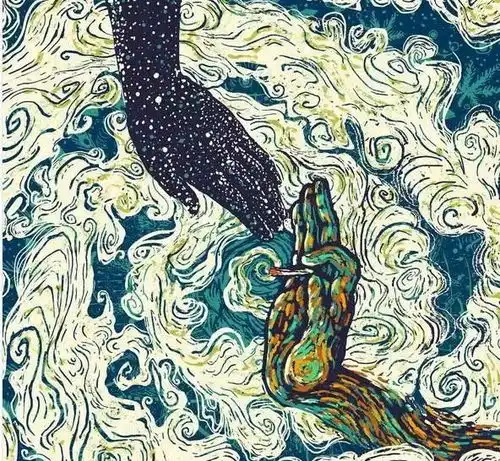 像梵高致敬的插画师,用流动感的笔触和富有冲击力的色彩,营造出了一场妙不可言的时光旅行