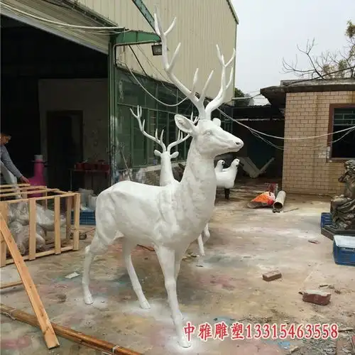 玻璃钢块面鹿雕塑小品牡丹江树脂鹿雕塑图片