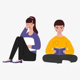 卡通手绘阅读看书学习的男女插画图片素材其他格式下载动漫人物大全