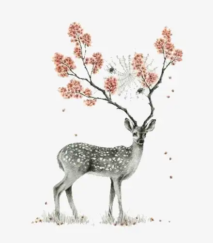 水彩手绘梅花鹿图片背景素材免费下载,图片编号29225千库网