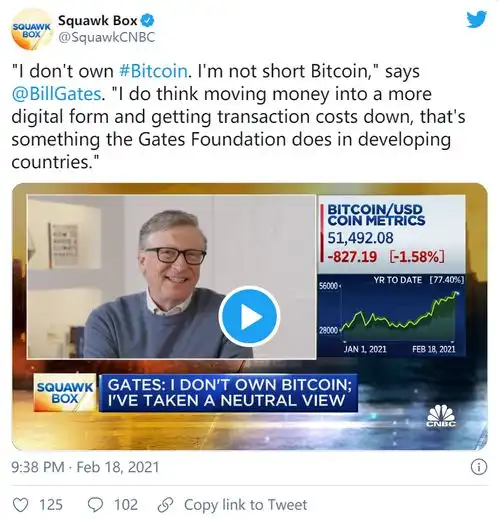 比尔盖茨我不拥有比特币