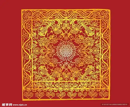 剪纸窗花莲纹莲花莲鱼年年有鱼纹理古典设计图花边花纹