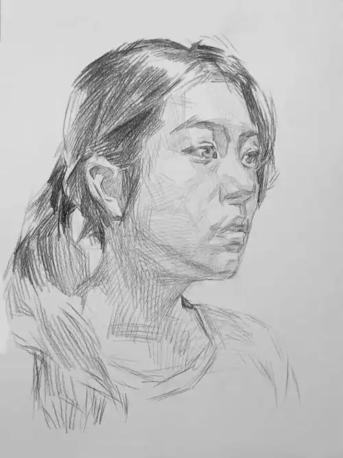 北京传奇画室还不会画素描女青年头像手把手教你,提分攻略拿去