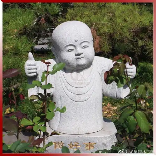 禅意小和尚石雕图片