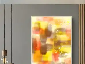 欧式现代暖色调抽象油画玄关装饰画