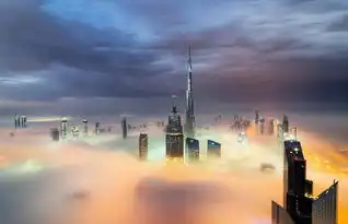 唯美似天空之城.漂浮在云雾中的迪拜摩天大楼