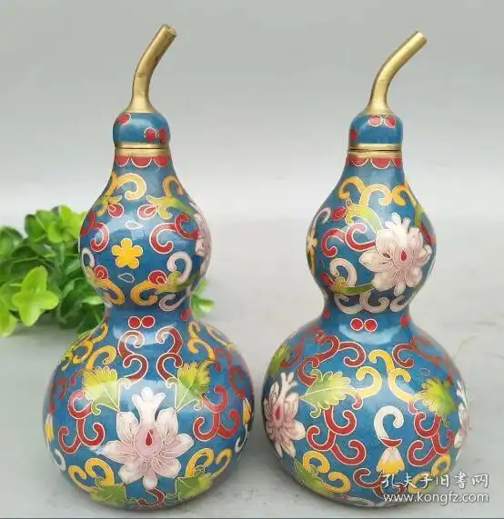 纯铜景泰蓝镇宅葫芦一对道家法器旺宅化煞八卦风水葫芦摆件