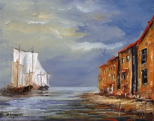 暖色调,肌理感很强的波兰艺术家高清风景油画临摹作品欣赏
