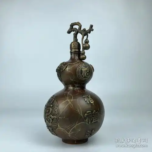 精工彩铜镇宅葫芦福禄寿冰裂棕