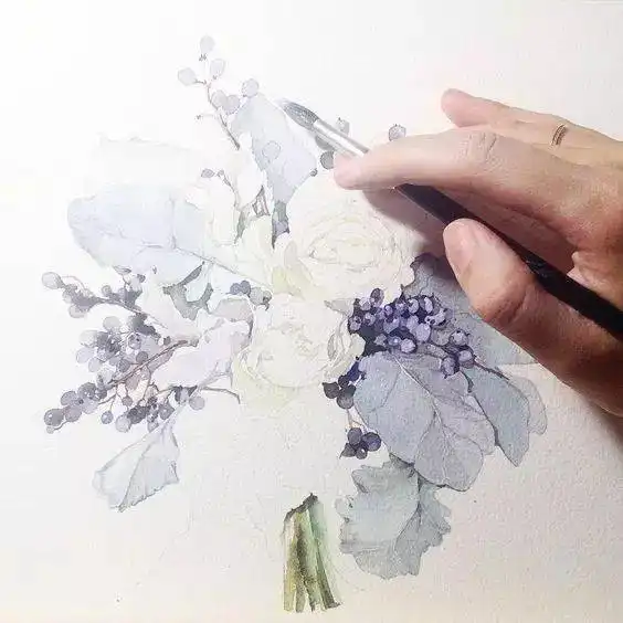 这组花草水彩细腻柔和,美得让人陶醉