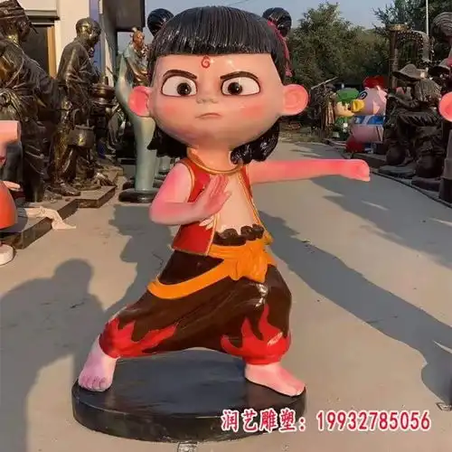 动漫玻璃钢哪吒人物雕塑三门峡玻璃钢哪吒雕塑定制厂家