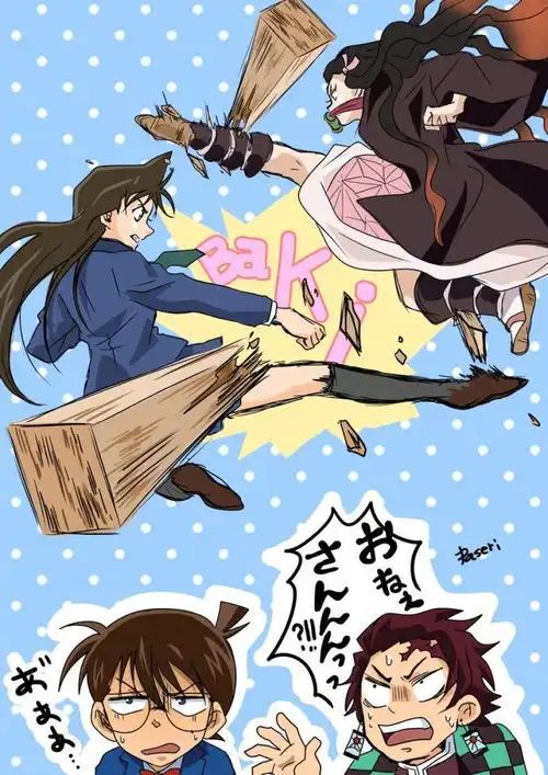 鬼灭柯南角色大换装,祢豆子和小兰武力值不分上下
