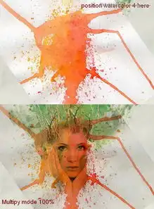 photoshop合成水彩喷溅特效的人物插画