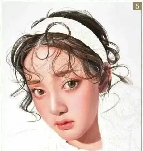 彩铅写实人物头像教程蕾丝装的小姑娘
