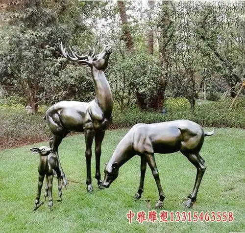 玻璃钢仿铜鹿荆州仿铜鹿树脂雕塑制作厂家