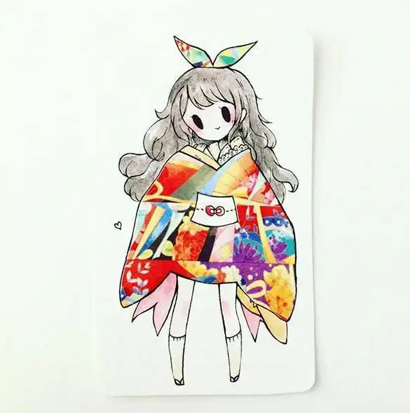小姐姐用纸胶带制作超萌插画,太美啦