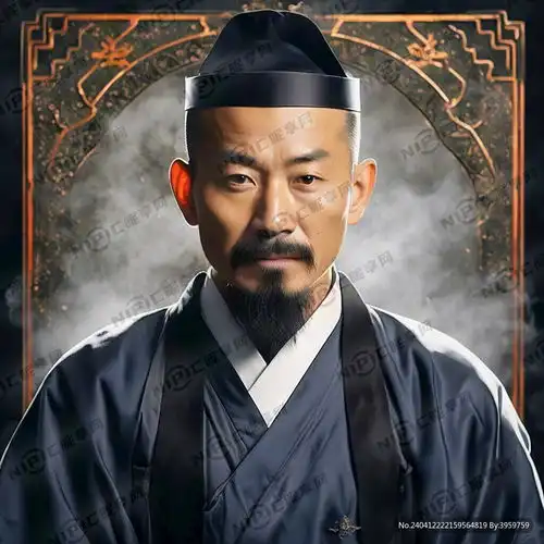ai创作图正一派道士传渡证头像照片深蓝色道服道冠nipic.com