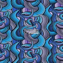 紫蓝水纹条印花背景设计图案原创艺术风ai图片素材下载图芽创意