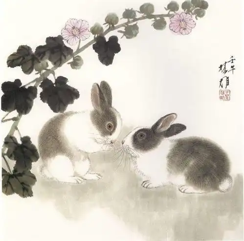 现当代名家方楚雄画兔作品欣赏