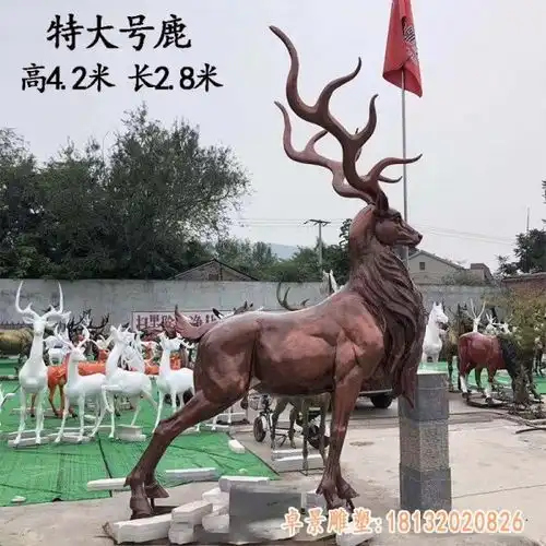 玻璃钢仿铜奔跑小鹿雕塑上海鹿锻铜雕塑订制