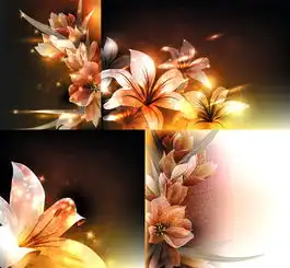 梦幻百合花卉背景矢量素材