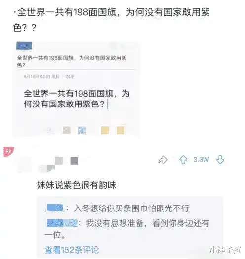 全世界一共有198面旗,为何没有国家用紫色神回复很独到啊