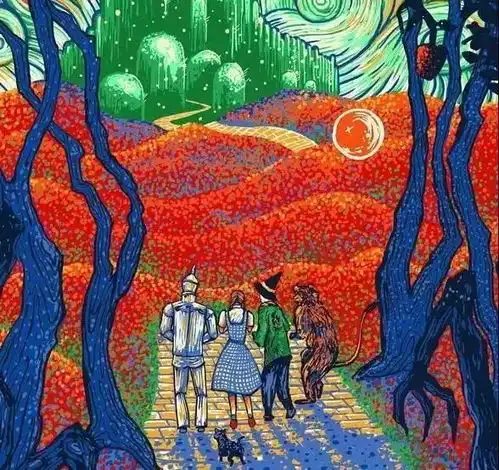 像梵高致敬的插画师,用流动感的笔触和富有冲击力的色彩,营造出了一场妙不可言的时光旅行