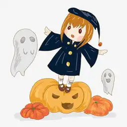 万圣节可爱小魔女卡通手绘图片素材其他格式下载动漫人物大全