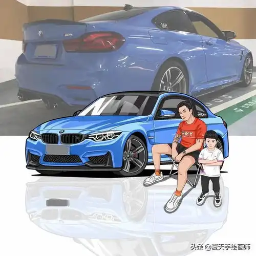微信手绘汽车漫画,快来给自己换一款头像吧
