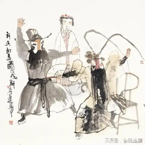 戏曲人物画家周卫平用水墨演一场老外都爱的好戏