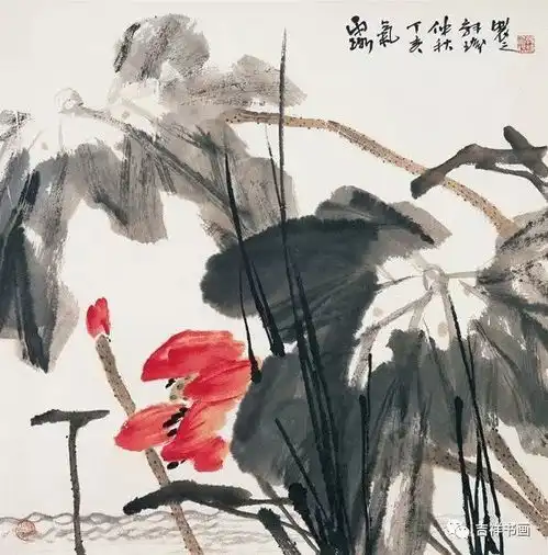 简约淡雅十里荷香水墨画