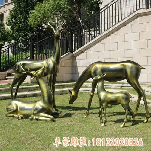 广场驯鹿铜雕塑工艺品上饶鹿红铜雕塑图片